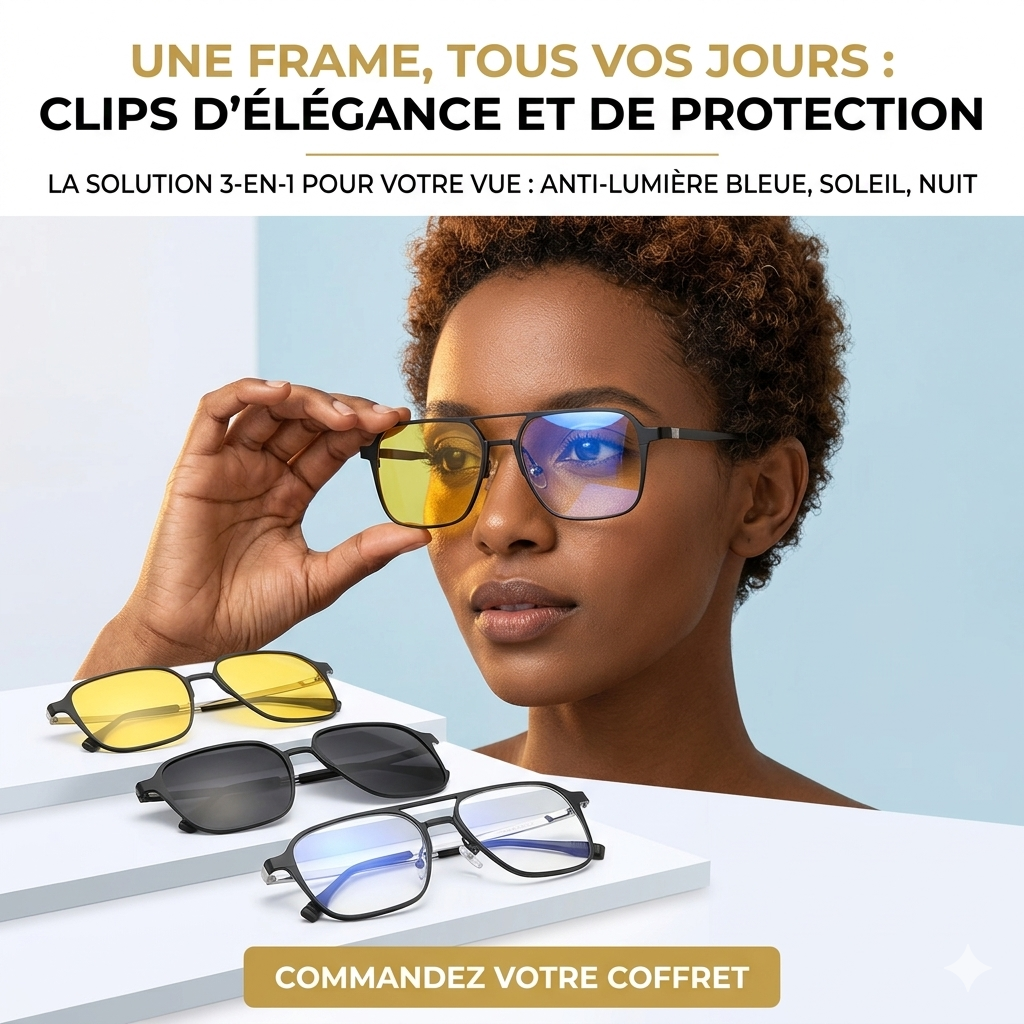 OptiGlow™  Lunettes Magnétiques 3 en 1 — Anti-Lumière Bleue + Soleil + Vision Nocturne