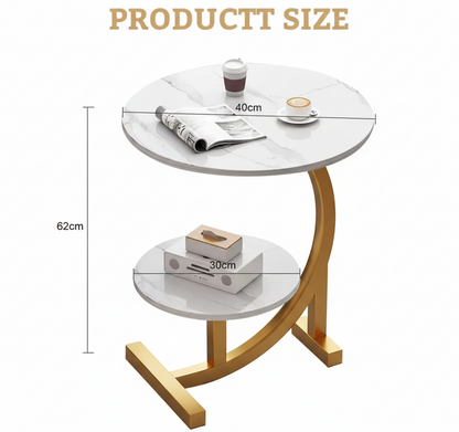 Decoria Luxe® Table d’Appoint Ronde à Deux Niveaux : Design Chic et Rangement Intelligent