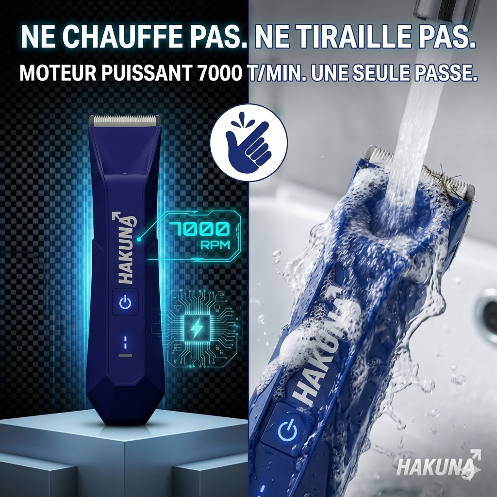 Hakuna™ Tondeuse Électrique Waterproof – Rasage Sec & Humide