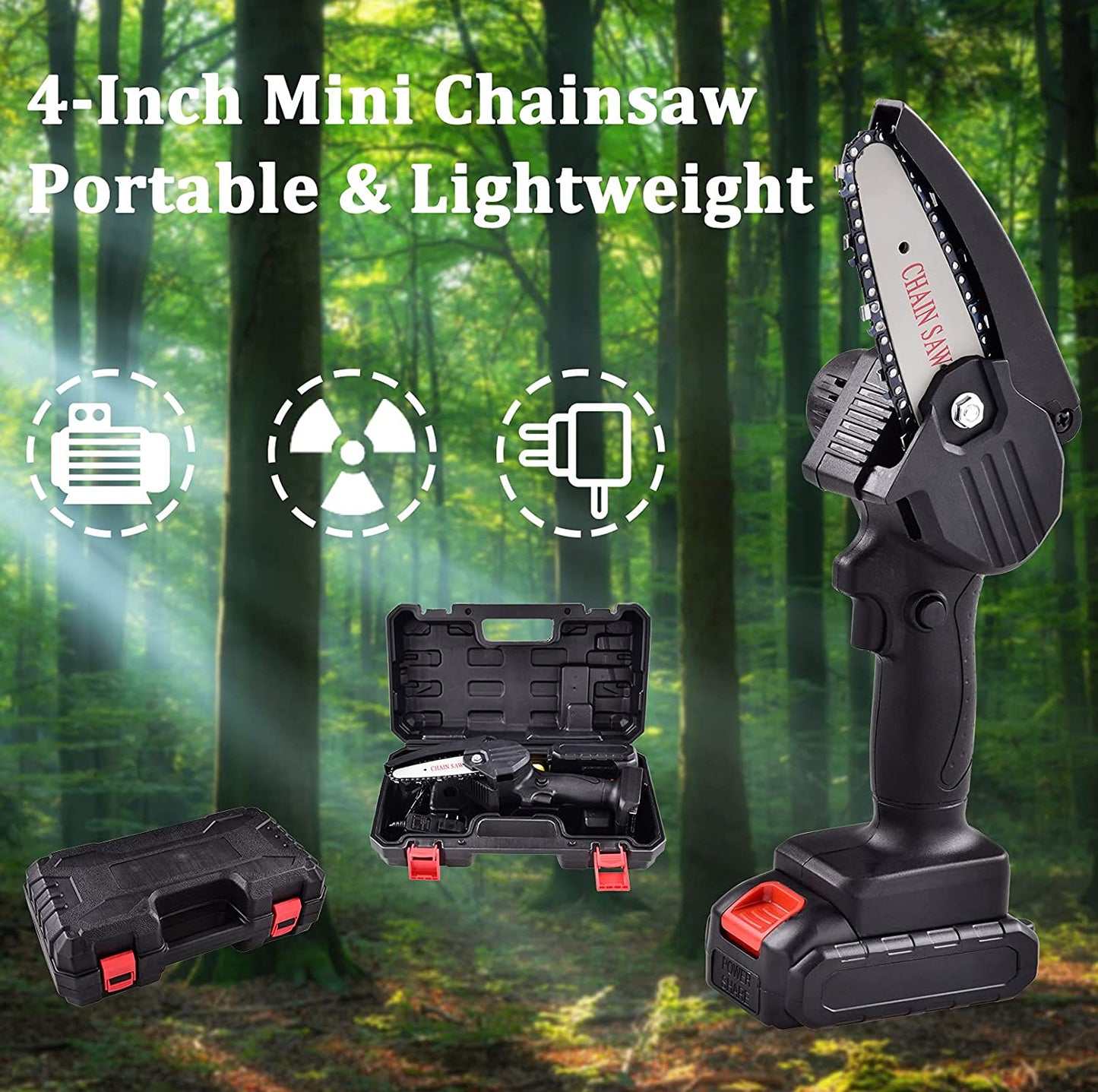 PowerCut™ Mini Scie à Chaîne Sans Fil 4” – 2 Batteries & Mallette Incluses
