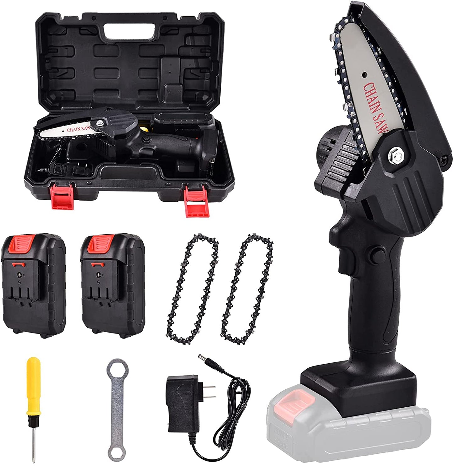 PowerCut™ Mini Scie à Chaîne Sans Fil 4” – 2 Batteries & Mallette Incluses