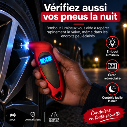 Jauge de pression Jauge de pression des pneus haute précision 0-150 PSI Rétroéclairage Surveillance numérique de la pression des pneus Jauge de pression des pneus de voiture