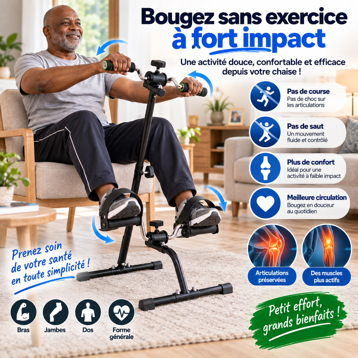 LUNEZY Vélo d'exercice Portable à pédale pour Bras et Jambes, équipement de Fitness pour Personnes âgées et âgées.