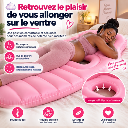 Matelas de Grossesse avec Trou Surface Floquée Coussin Gonflable de Grossesse PVC Épais Coussin Ventre Gonflable pour Femmes Enceintes