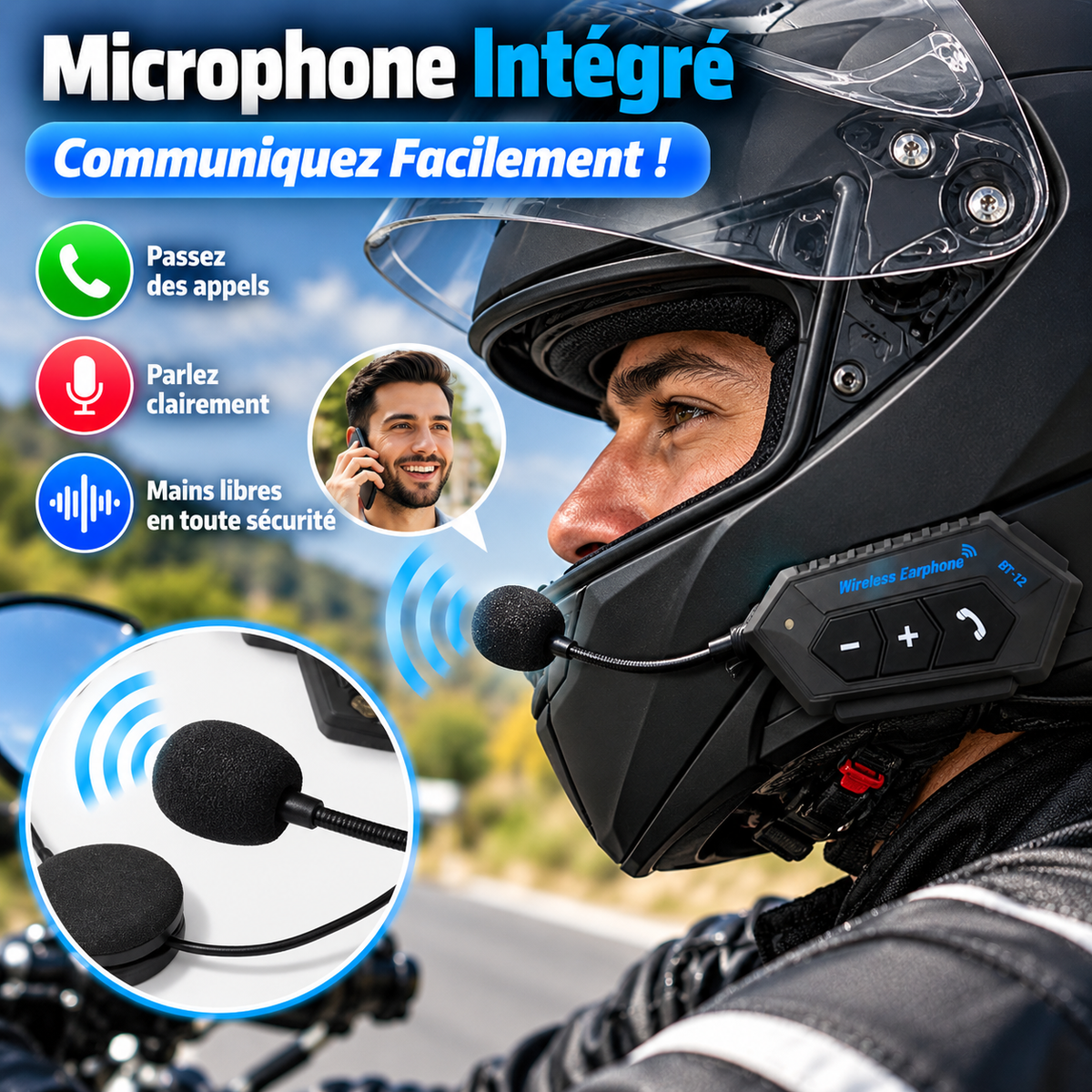 🏍️ MotoWave™ Kit Oreillette Bluetooth pour Casque de Moto – Restez Connecté sur la Route !
