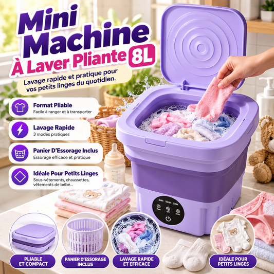 🧺 Mini Machine À Laver Pliante 8L : Un Lavage Pratique Pour Vos Petits Linges !