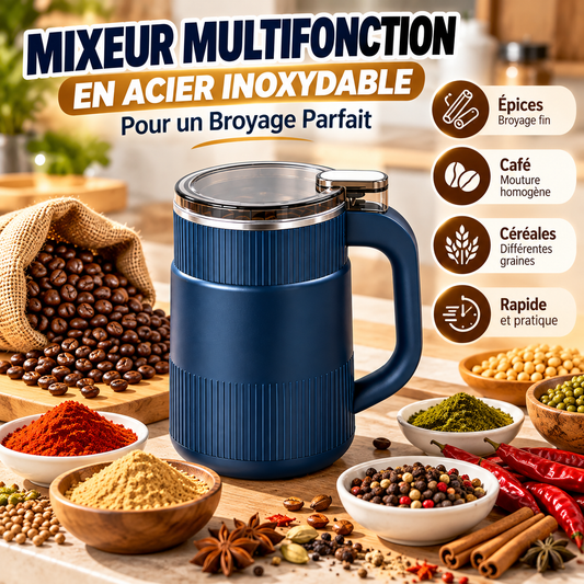 🥣 Mixeur Multifonction en Acier Inoxydable ✨ Broyez Vos Ingrédients Facilement et Rapidement !