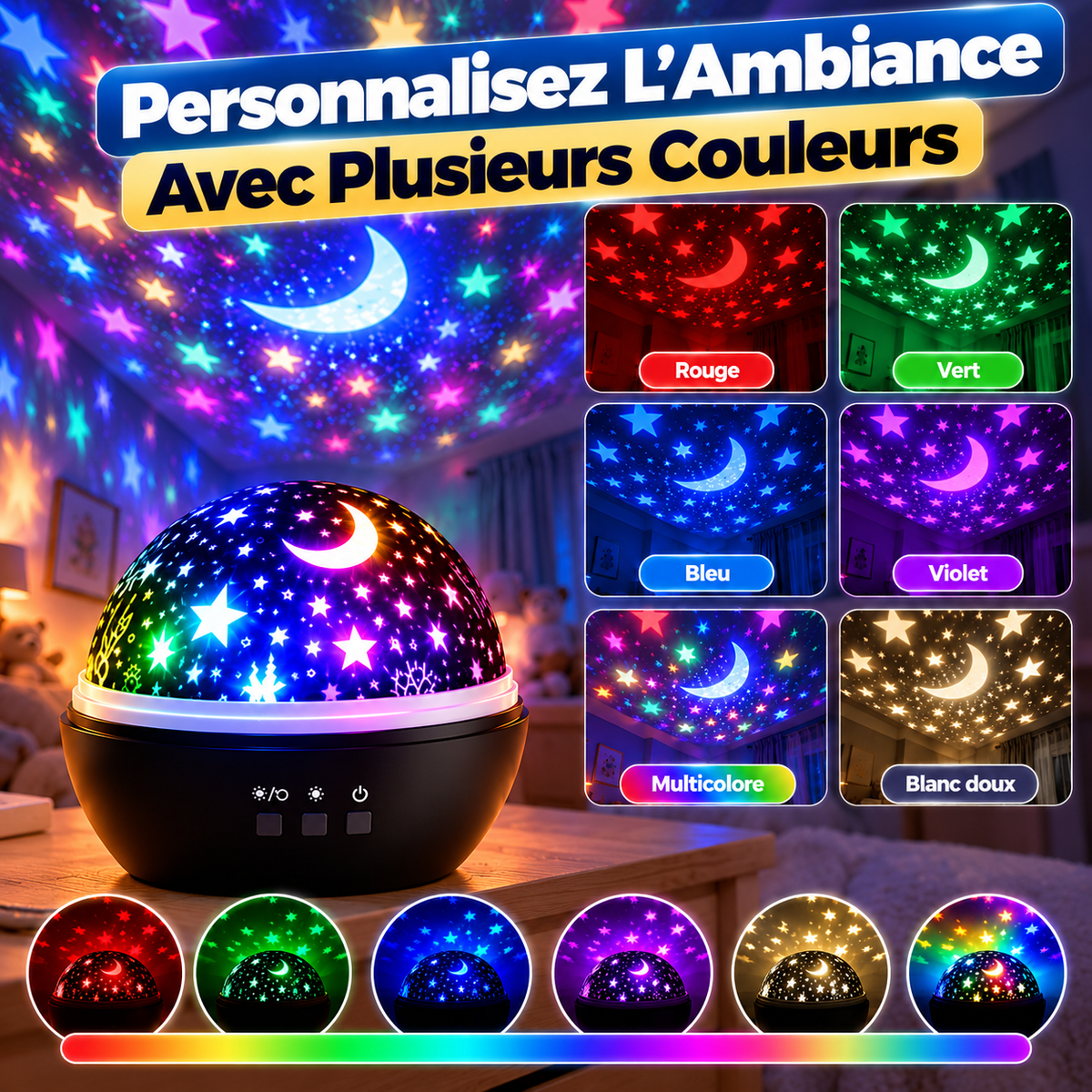 🌙 Projecteur Veilleuse LED Ciel Étoilé 360° ✨