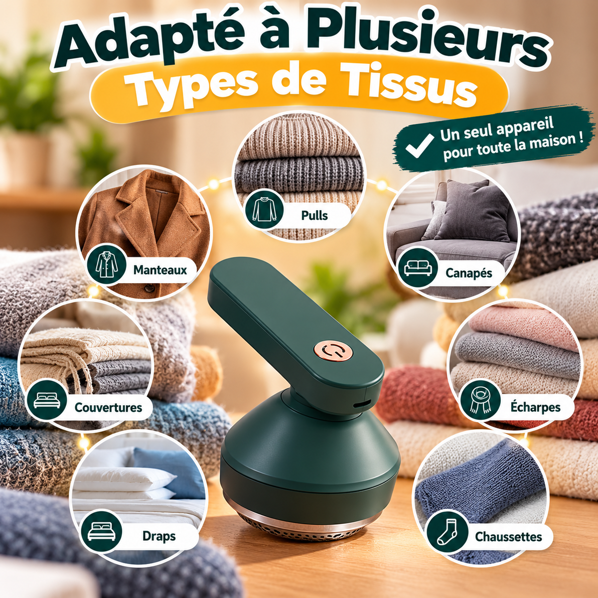Rasoir Anti-Bouloches Électrique Rechargeable