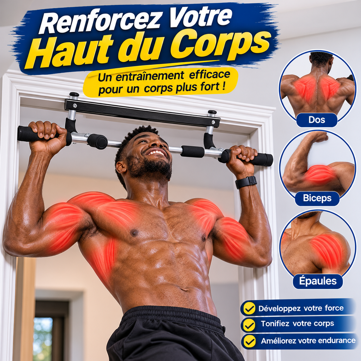 Barre de Traction Murale 12 Positions - Entraînement Multifonction Musculation à Domicile