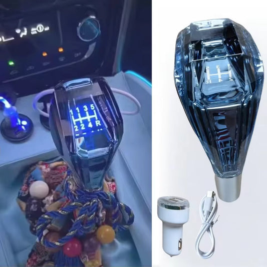Cristalux® Pommeau de Levier de Vitesse en Cristal LED – Universel VW, Audi, Toyota & Plus
