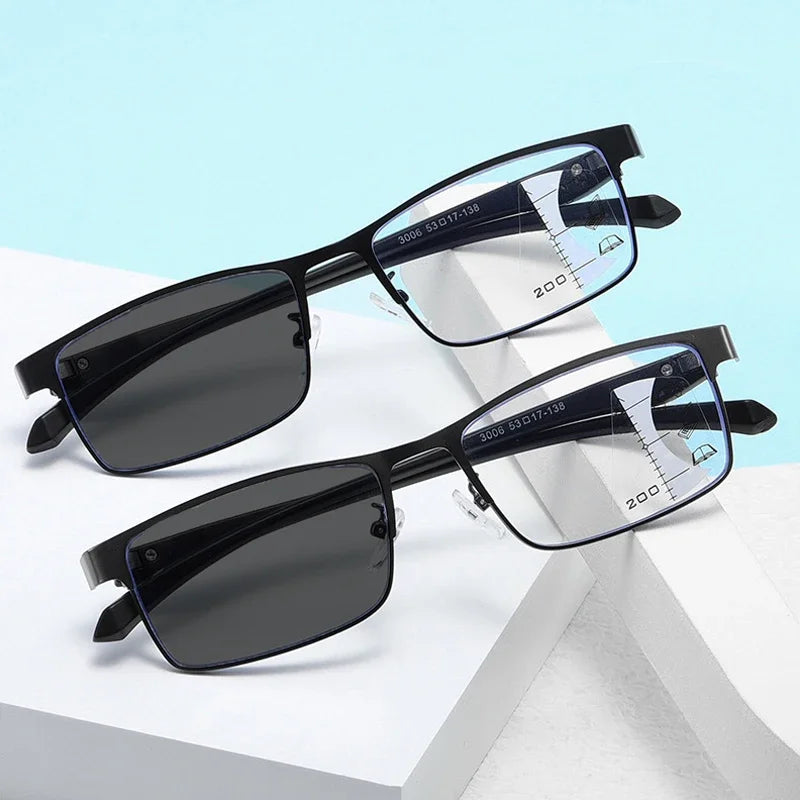 VisionFlex™ Lunettes Photochromiques Multifocales – Anti-Lumière Bleue pour Homme