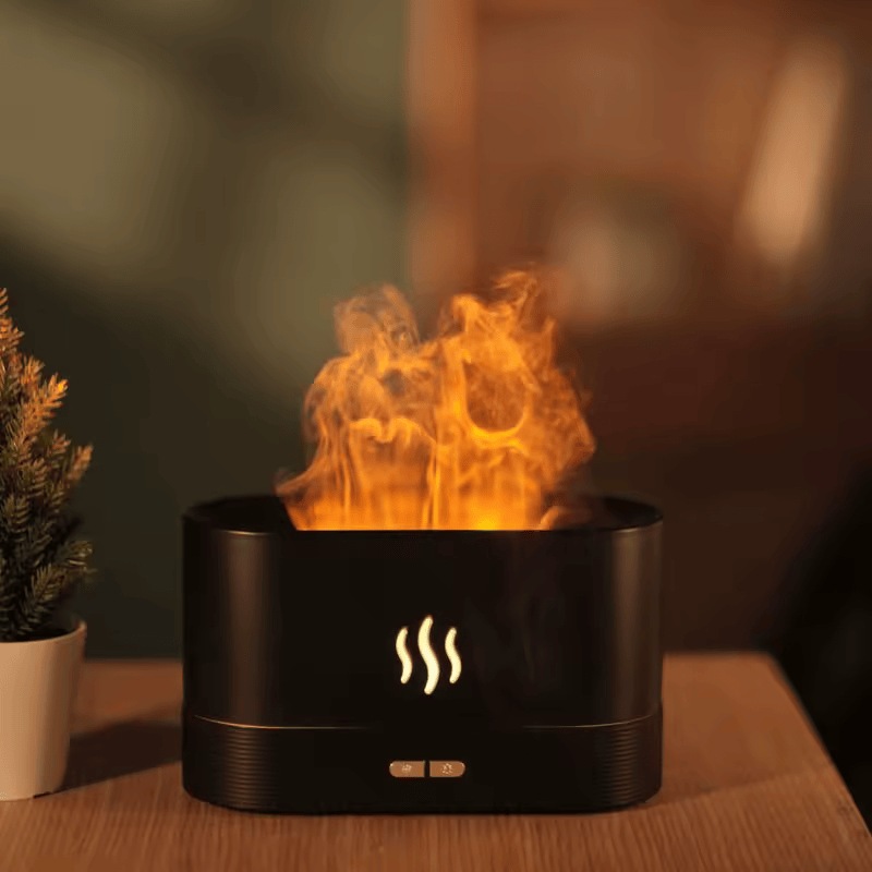 Diffuseur d’Huiles Essentielles à Flamme Simulée  AWH | Humidificateur Brumisateur Portable