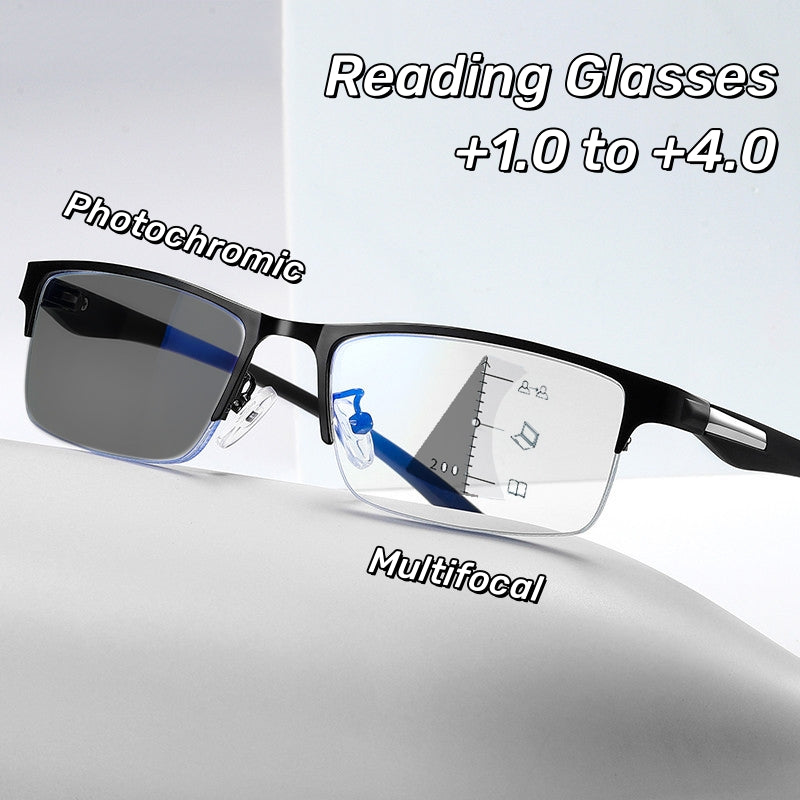 VisionFlex™ Lunettes Photochromiques Multifocales – Anti-Lumière Bleue pour Homme