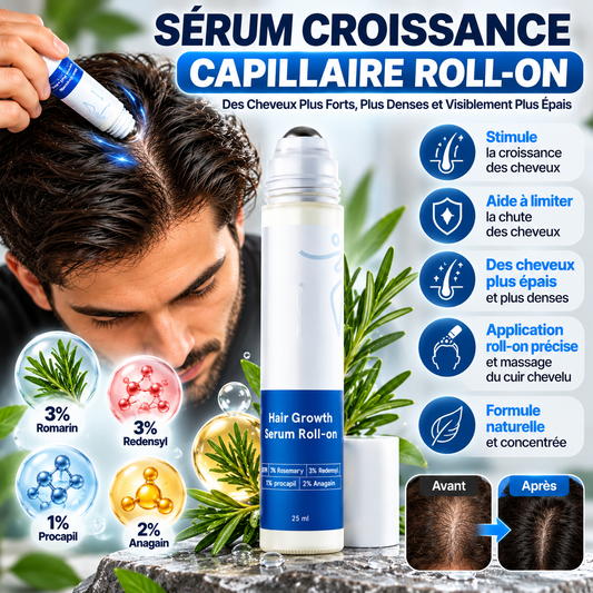 🌿 Sérum Croissance Capillaire Roll-On – Des Cheveux Plus Forts et Plus Denses !