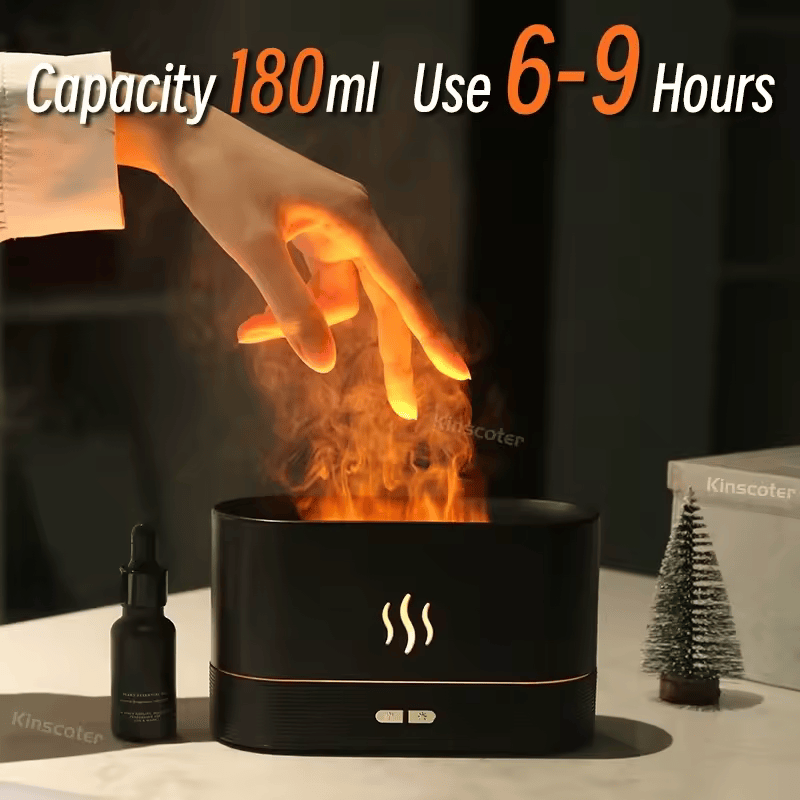 Diffuseur d’Huiles Essentielles à Flamme Simulée  AWH | Humidificateur Brumisateur Portable