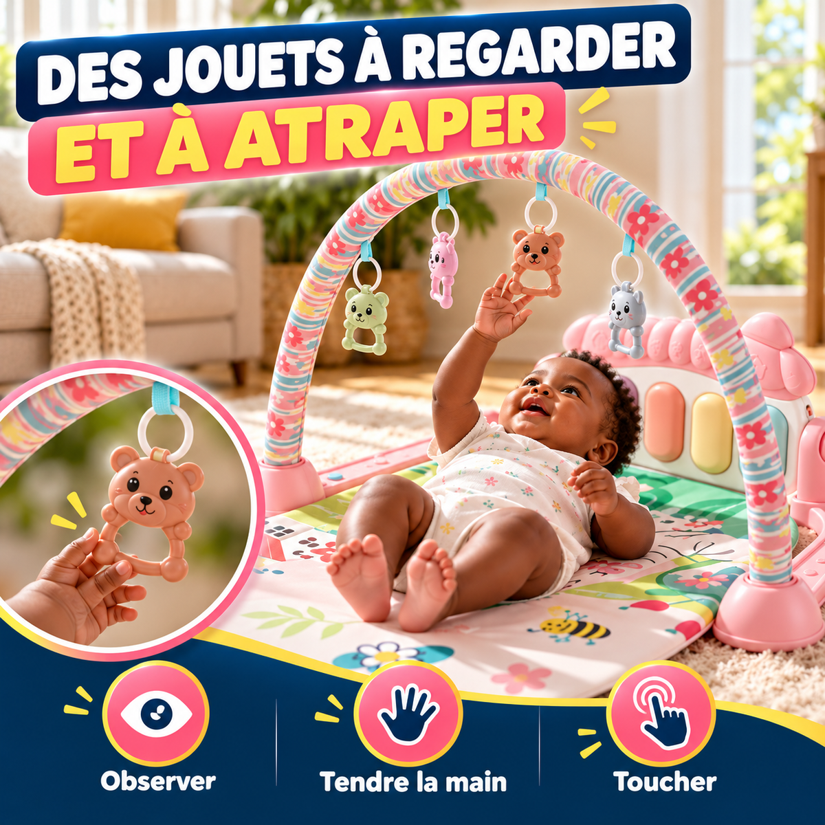 Tapis d'éveil musical pour bébé avec jouets