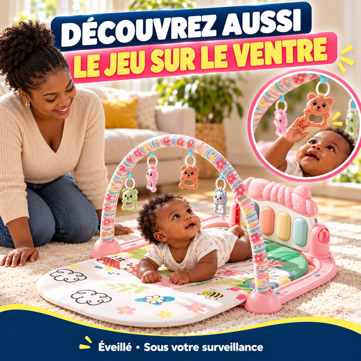 Tapis d'éveil musical pour bébé avec jouets