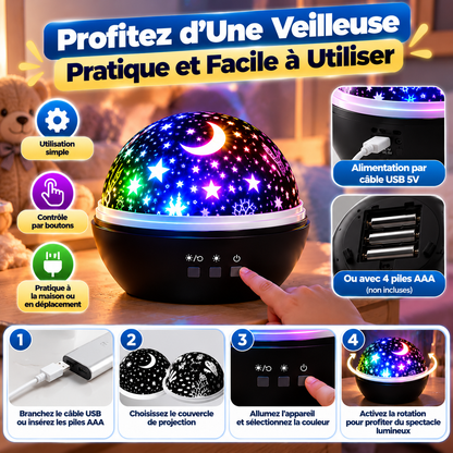 🌙 Projecteur Veilleuse LED Ciel Étoilé 360° ✨
