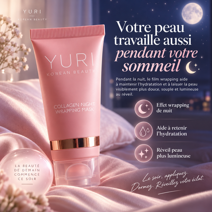 Yuri Lot de 2 masques enveloppants au collagène de nuit, masque enveloppant de nuit au collagène coréen