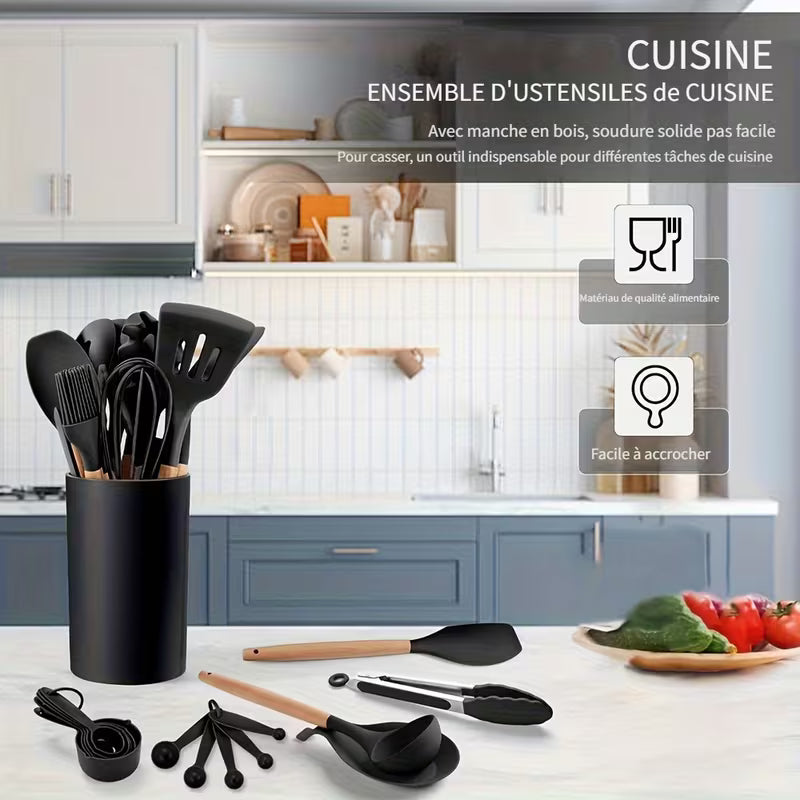 Ensemble Cuisine 19 Pièces – Résistant à la Chaleur et Respectueux de Vos Poêles