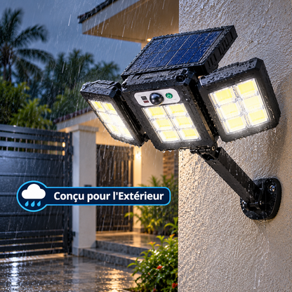 Projecteur Solaire LED Extérieur à 3 Panneaux Orientables