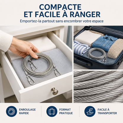 Corde à Linge Renforcée en Acier Inoxydable