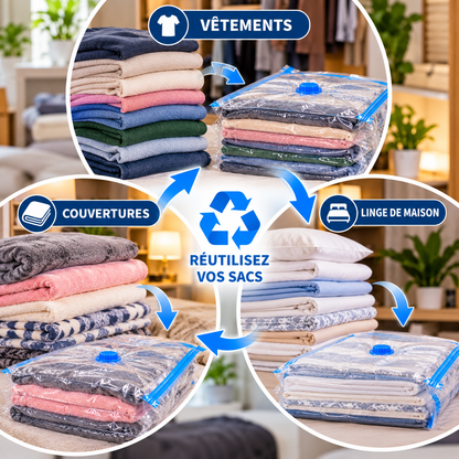 Sacs de Rangement Sous Vide – Kit 5 Pièces avec Pompe
