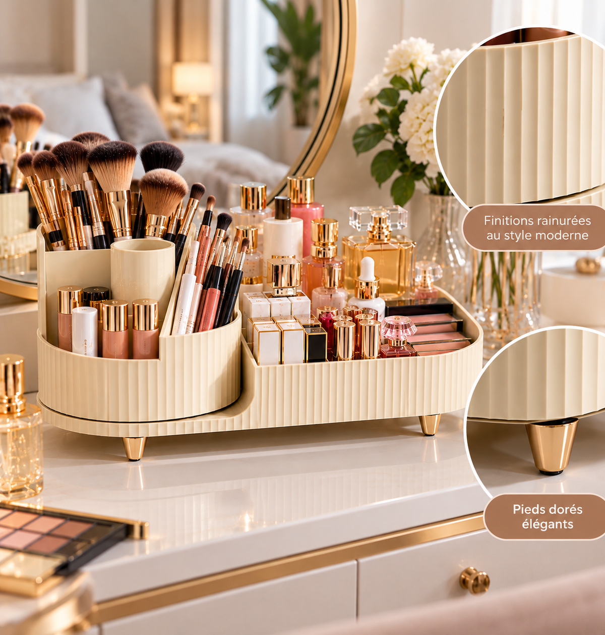 Organisateur de Maquillage Rotatif 360° – 2-en-1