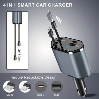 Chargeur Voiture USB Rapide 4 Ports - Charge Rapide 12V avec Affichage LED
