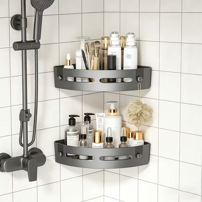 AquaNest ™  Étagère de Douche en Coin Noire – Installation Sans Perçage & Gain d’Espace (2pcs)