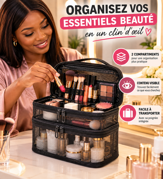 Trousse Organisatrice Double Compartiment pour Maquillage & Soins