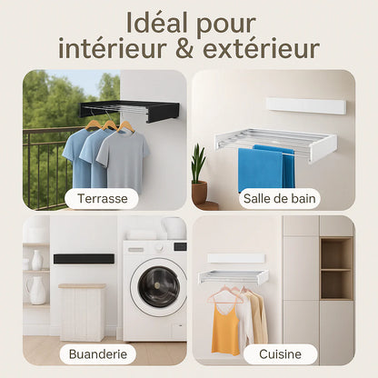 Étendoir Mural Pliable 80 cm – Super pratique & Discret