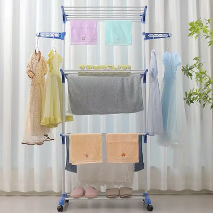 Étendoir Mobile avec Roulettes - Séchoir à Linge Pliable 3 Niveaux