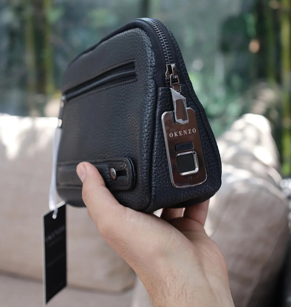 Sac Cuir Élégant et Sûr à Empreinte Digitale