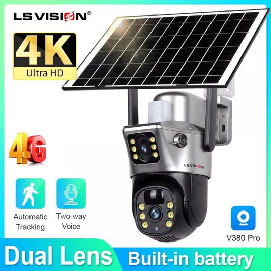 LSVision™ – Caméra de Surveillance PTZ 4G Solaire Double Objectif 10MP