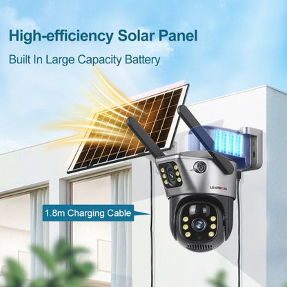 LSVision™ – Caméra de Surveillance PTZ 4G Solaire Double Objectif 10MP
