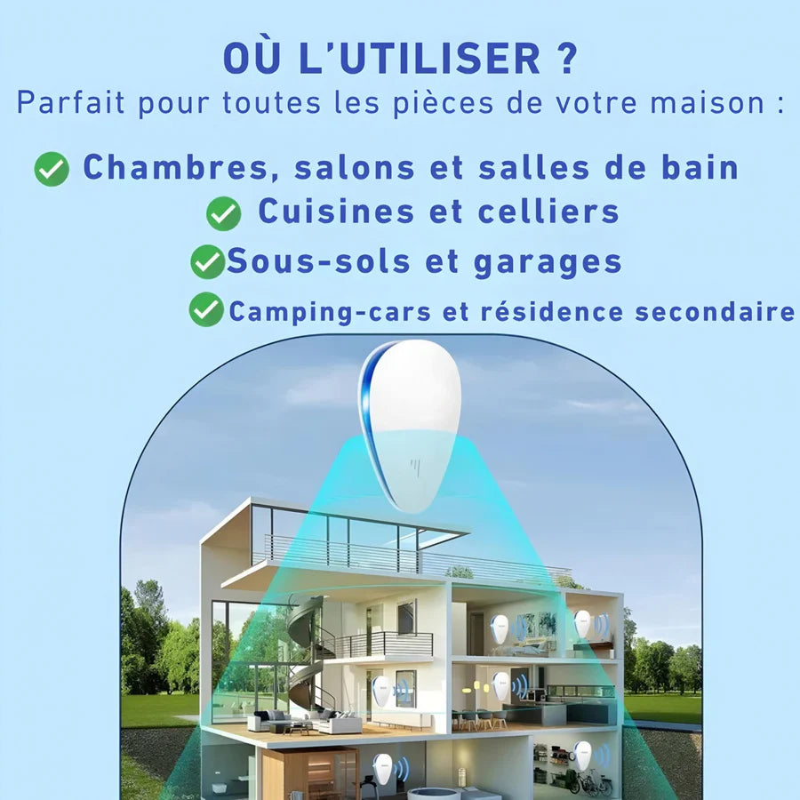 NuisiBlock™ Répulsif Anti-Nuisibles à Ultrasons – (2 PCS + 1 GRATUIT)