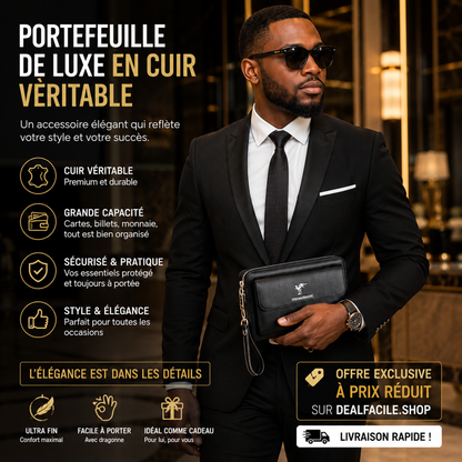 FENGBAODAISHU® Portefeuille de Luxe en Cuir Véritable - Élégant et Finitions Premium